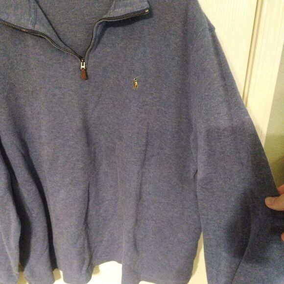 Polo Ralph Lauren Estate Rib Sweater Mens Size XXL 2XL Blue 1/4 Zip Long Sleeve - Picture 7 of 8